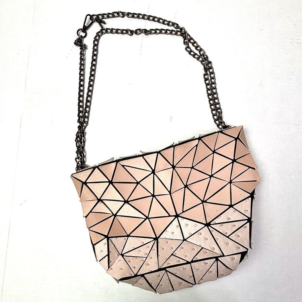 Patrizia Luca Pink And Peach Geometric‎ Triangle Crossbody Bag Purse EUC